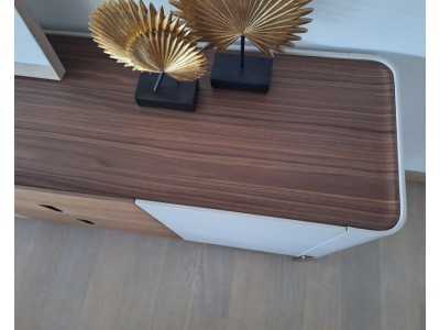 Designer chest of drawers in walnut wood, lacquered and steel details - AINI