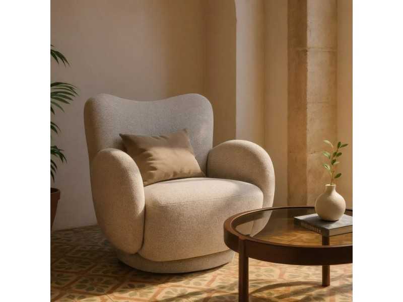 Sillón giratorio tapizado de diseño vintage - ABACO 2