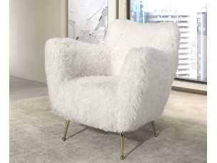 Upholstered designer armchair with gold stainless steel legs - ARAN