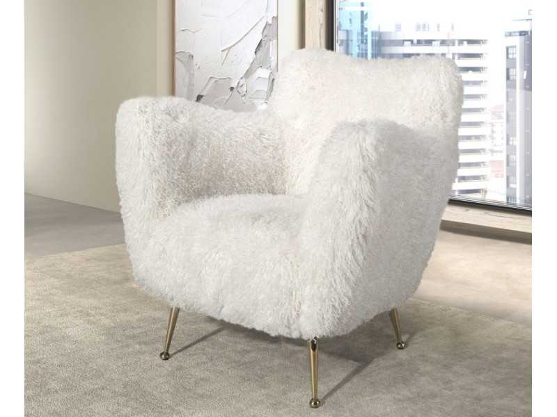 Sillón de diseño tapizado con patas de acero inoxidable dorado - ARAN