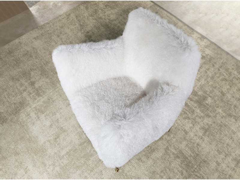 Upholstered designer armchair with gold stainless steel legs - ARAN