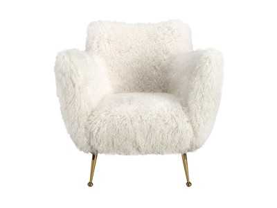 Fauteuil design tapissé avec pieds en acier inoxydable doré - ARAN