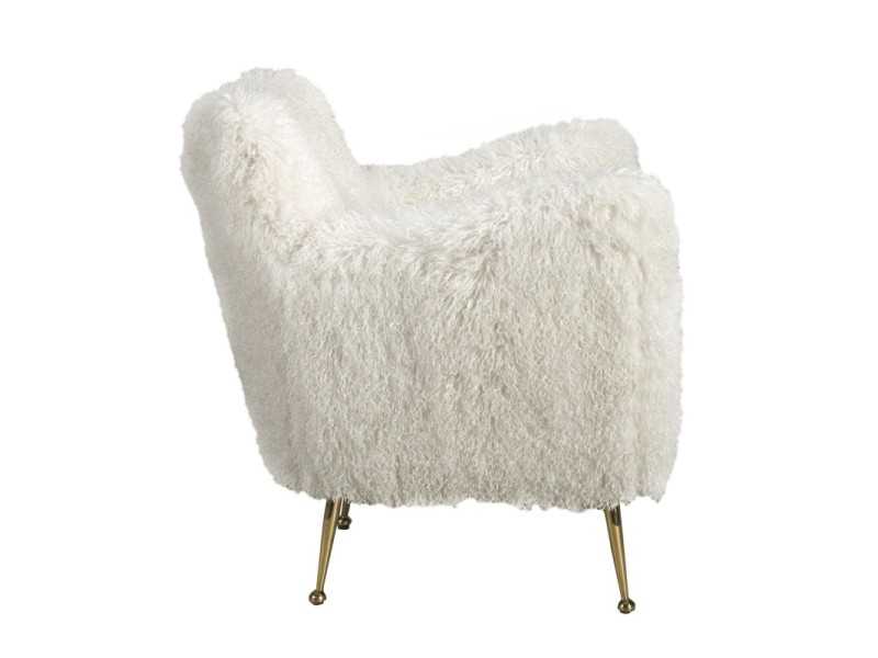 Sillón de diseño tapizado con patas de acero inoxidable dorado - ARAN