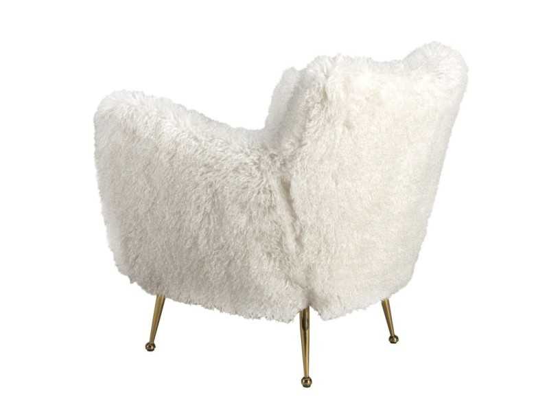 Fauteuil design tapissé avec pieds en acier inoxydable doré - ARAN