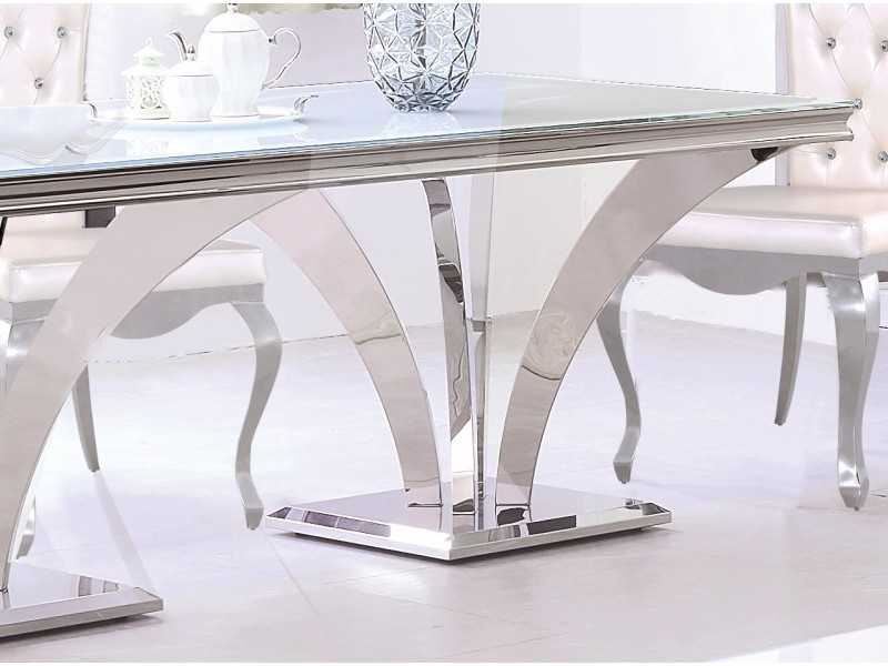 Rectangular and fixed dining table in stainless steel - FONTAINE