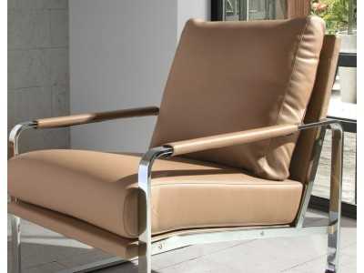 Faux leather upholstered armchair with stainless steel frame - COSMET VISÓN Faux leather upholstered armchair with stainless steel frame - COSMET VISÓN