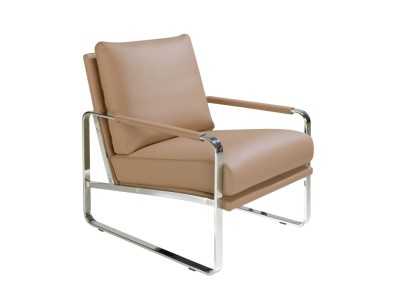 Faux leather upholstered armchair with stainless steel frame - COSMET VISÓN Faux leather upholstered armchair with stainless steel frame - COSMET VISÓN