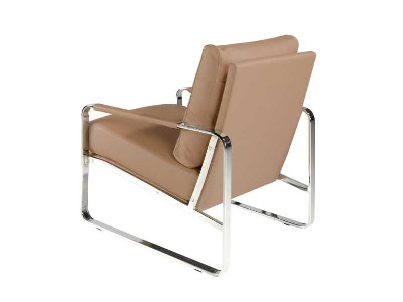 Fauteuil tapissé en cuir synthétique avec structure en acier inoxydable - COSMET VISÓN