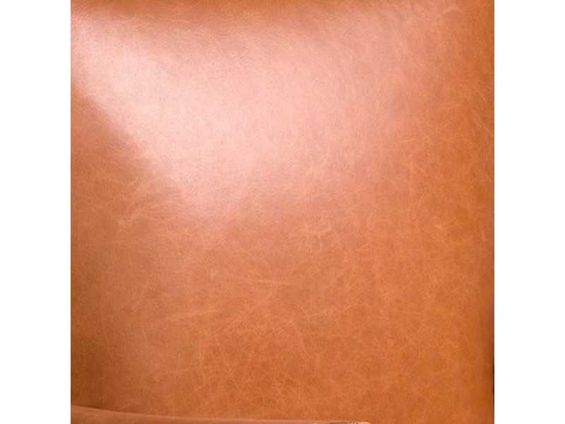 Sillón tapizado en piel genuina y estructura en acero epoxi negro - BASTIAN MARRÓN