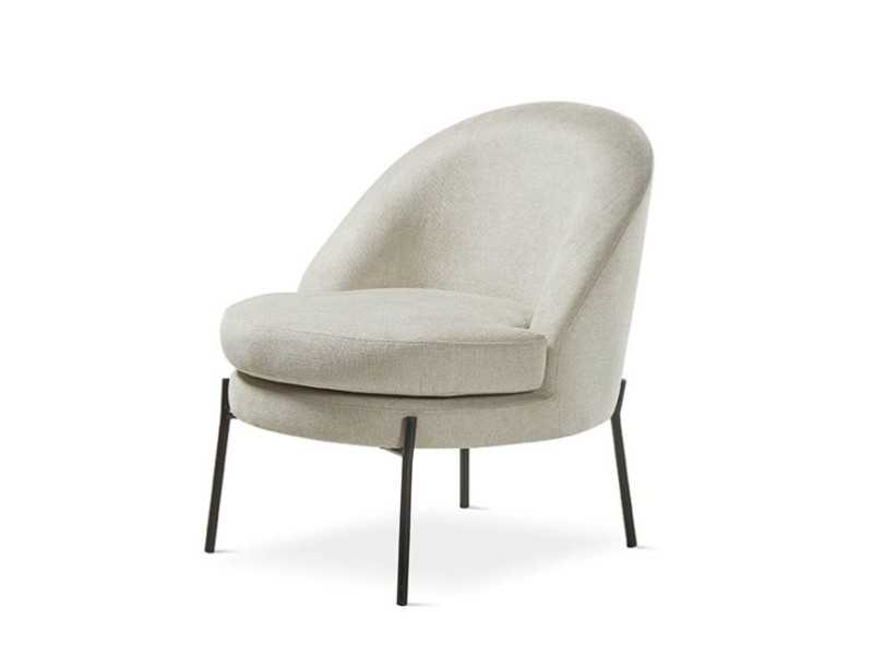 Designer armchair upholstered in beige fabric - AALST BEIGE