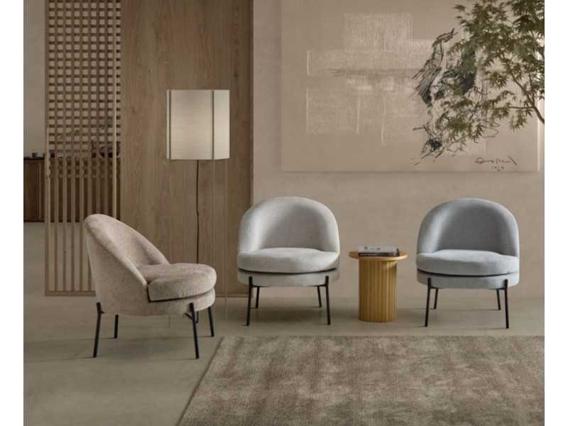 Fauteuil design tapissé de tissu beige - AALST BEIGE