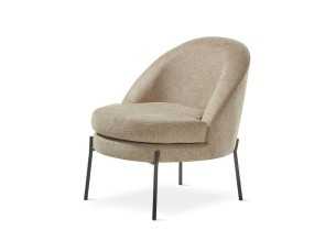 Fauteuil design tapissé de tissu taupe - WILSON TAUPE