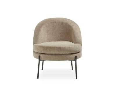 Designer armchair upholstered in taupe fabric - AALST TAUPE Designer armchair upholstered in taupe fabric - AALST TAUPE