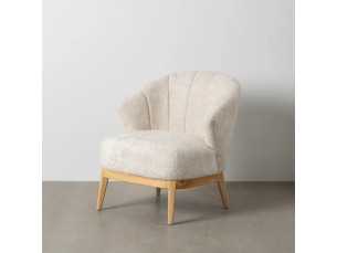 Fauteuil en tissu avec piètement en bois d'hévéa - ASAPH 2