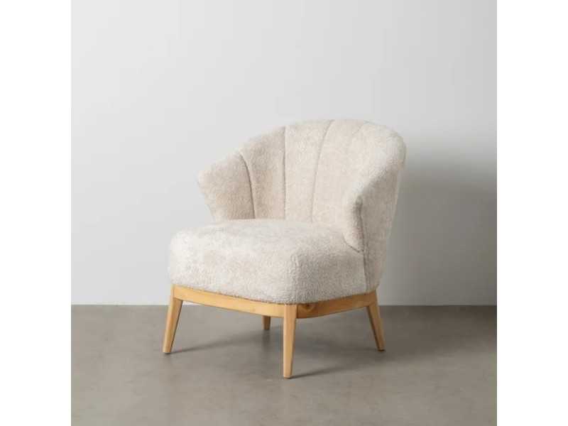 Sillón tapizado en tela y base de madera de caucho - ASAPH