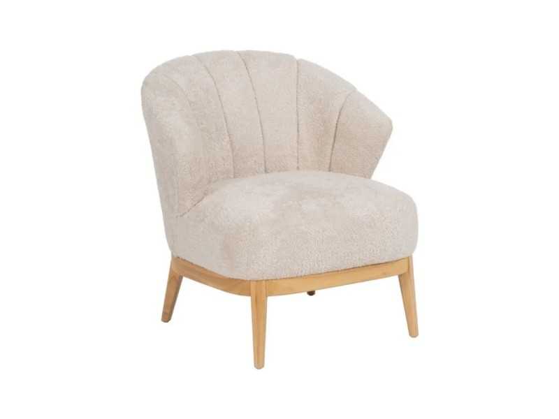 Fauteuil en tissu avec piètement en bois d'hévéa - ASAPH