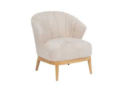 Sillón tapizado en tela y base de madera de caucho - ASAPH Sillón tapizado en tela y base de madera de caucho - ASAPH