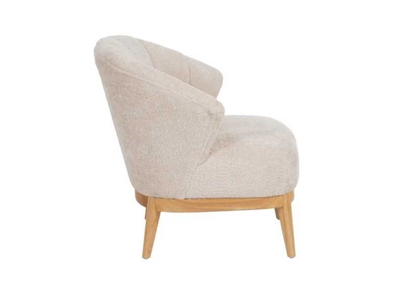 Fauteuil en tissu avec piètement en bois d'hévéa - ASAPH