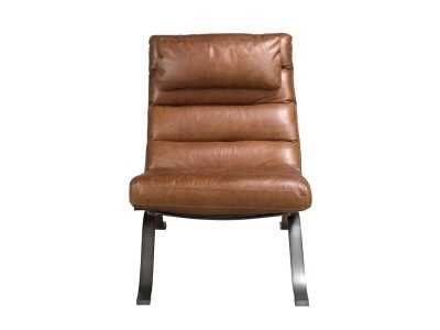 Sillón de diseño moderno tapizado en piel genuina y acero inoxidable - GORDES