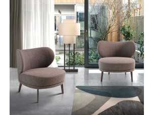 Upholstered designer armchair with stainless steel legs - AIMÉE