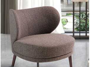 Upholstered designer armchair with stainless steel legs - AIMÉE 2