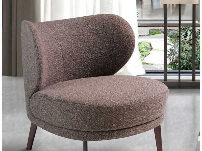 Sillón de diseño tapizado con patas en acero inoxidable - AIMÉE