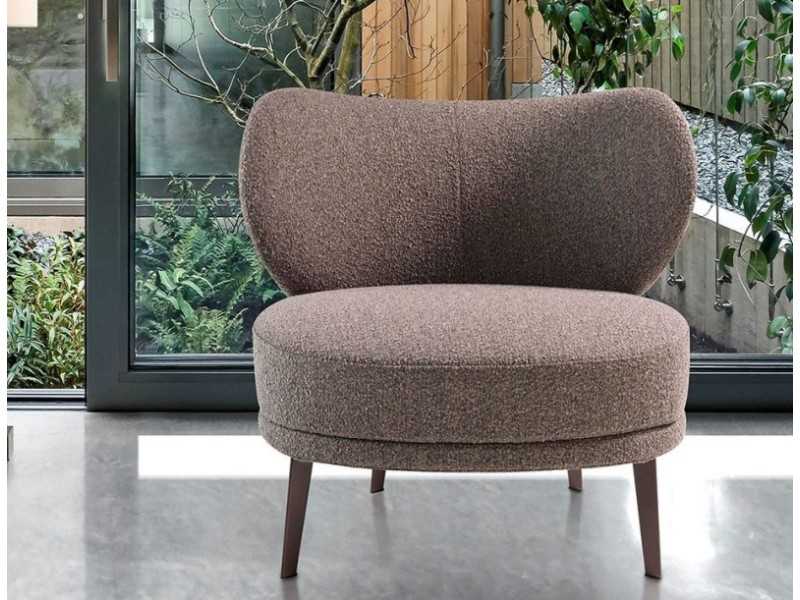 Sillón de diseño tapizado con patas en acero inoxidable - AIMÉE
