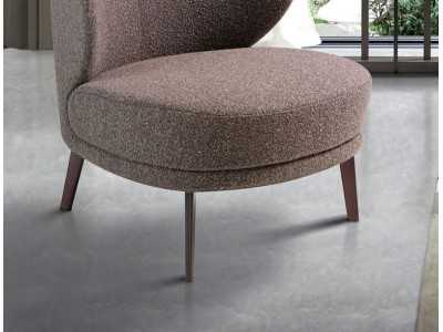 Fauteuil design tapissé avec pieds en acier inoxydable - AIMÉE Fauteuil design tapissé avec pieds en acier inoxydable - AIMÉE