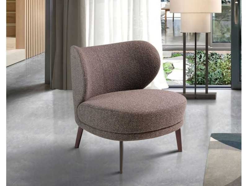 Sillón de diseño tapizado con patas en acero inoxidable - AIMÉE