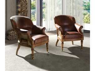 Fauteuil design vintage tapissé de cuir véritable - BOURBON