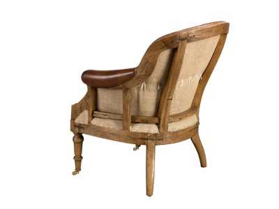 Vintage design armchair upholstered in genuine leather - BOURBON