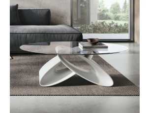 Italian design coffee table with tempered glass top - ALESSANDRO