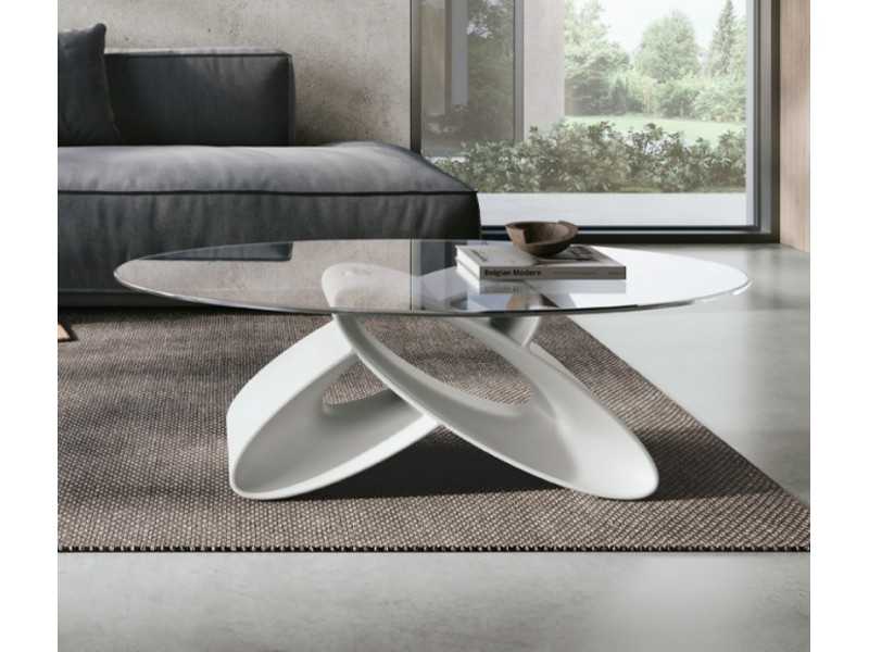 Table basse design italien avec plateau en verre trempé - ALESSANDRO