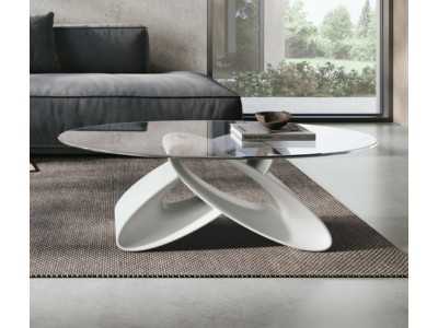 Italian design coffee table with tempered glass top - ALESSANDRO