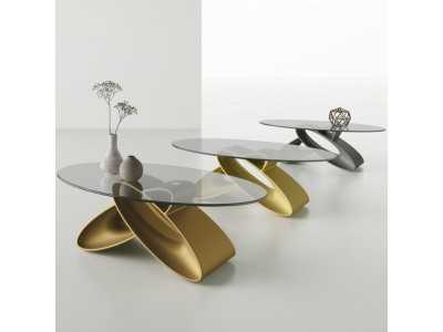 Italian design coffee table with tempered glass top - ALESSANDRO