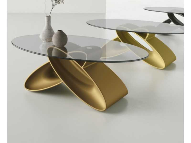 Italian design coffee table with tempered glass top - ALESSANDRO