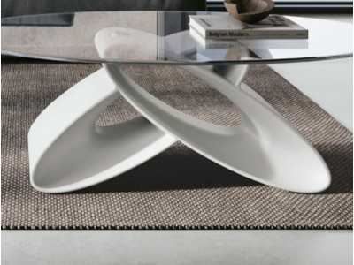 Italian design coffee table with tempered glass top - ALESSANDRO