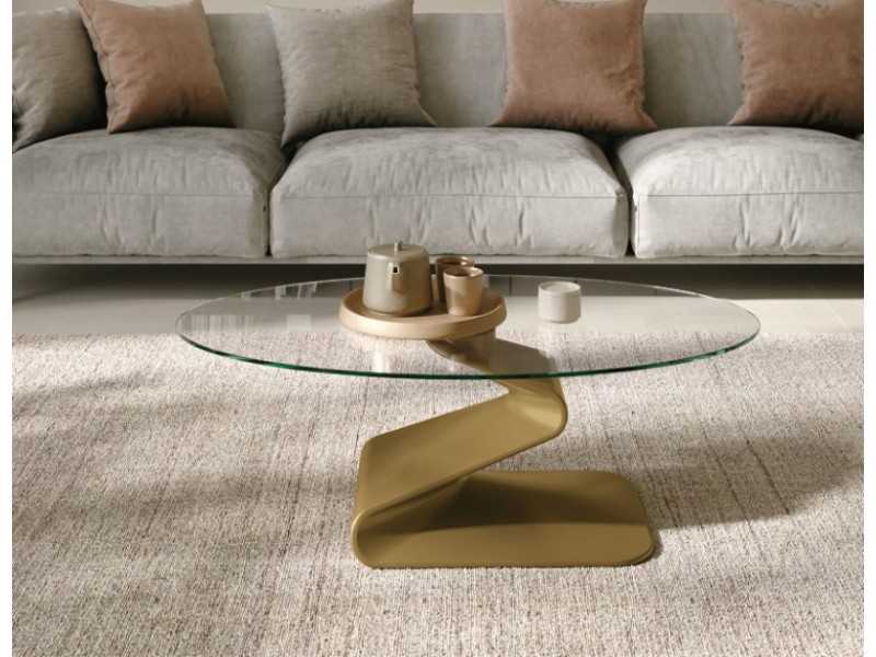 Italian-designed coffee table with tempered glass or porcelain marble top - ADALGISA