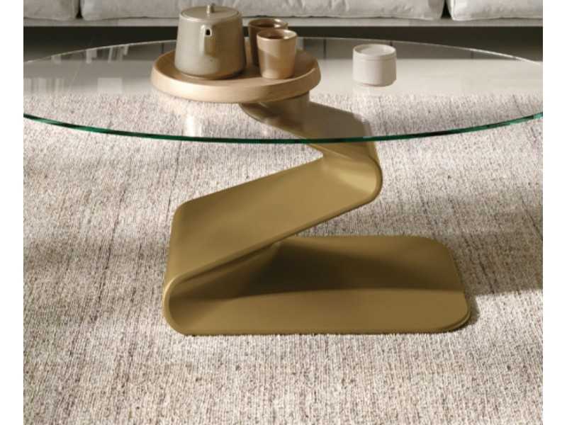 Italian-designed coffee table with tempered glass or porcelain marble top - ADALGISA