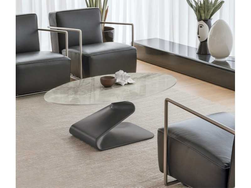 Italian-designed coffee table with tempered glass or porcelain marble top - ADALGISA