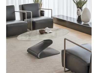 Italian-designed coffee table with tempered glass or porcelain marble top - ADALGISA Italian-designed coffee table with tempered glass or porcelain marble top - ADALGISA