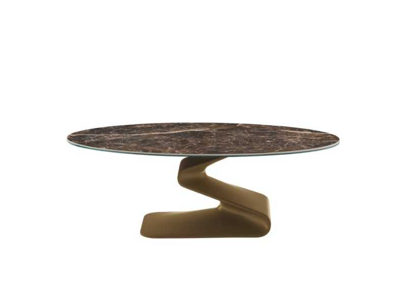Italian-designed coffee table with tempered glass or porcelain marble top - ADALGISA
