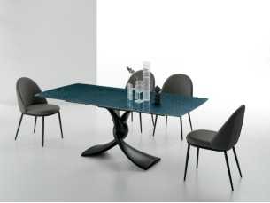 Mesa fija de diseño italiano con tapa de cristal o mármol porcelánico - AALMA VERRE