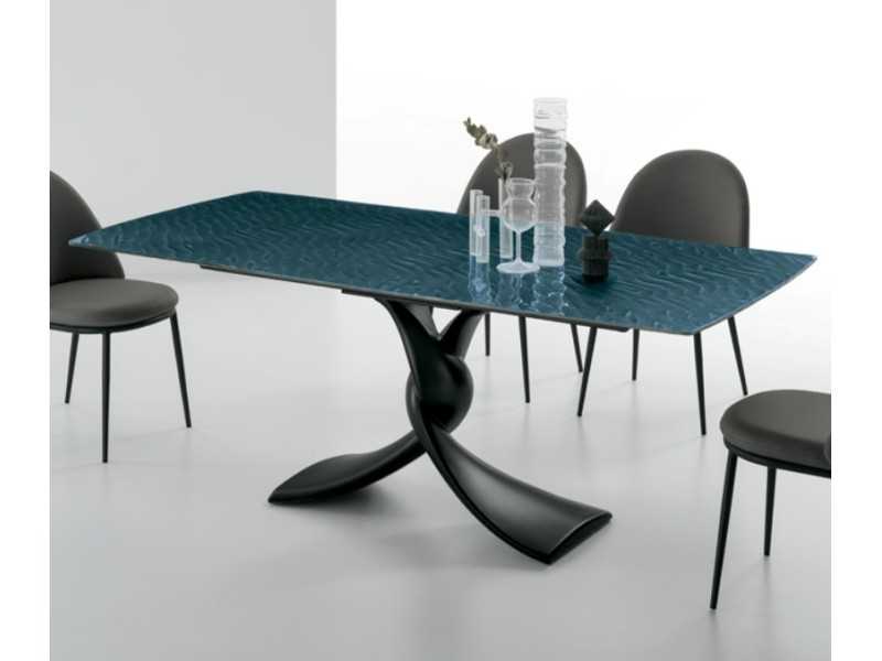 Mesa fija de diseño italiano con tapa de cristal o mármol porcelánico - AALMA VERRE