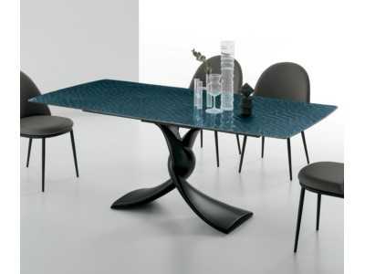 Mesa fija de diseño italiano con tapa de cristal o mármol porcelánico - AALMA VERRE