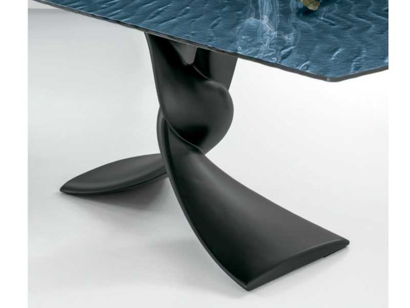 Table fixe design italien avec plateau en verre ou en marbre porcelaine - AALMA VERRE