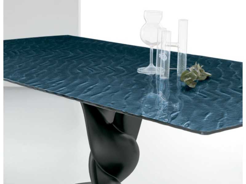 Italian design fixed table with glass or porcelain marble top - AALMA VERRE