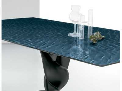 Mesa fija de diseño italiano con tapa de cristal o mármol porcelánico - AALMA VERRE