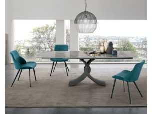 Mesa extensible de diseño italiano con tapa de mármol porcelánico - AALMA GIRO