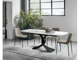 Mesa extensible de diseño italiano con tapa de mármol porcelánico - AALMA GIRO 2